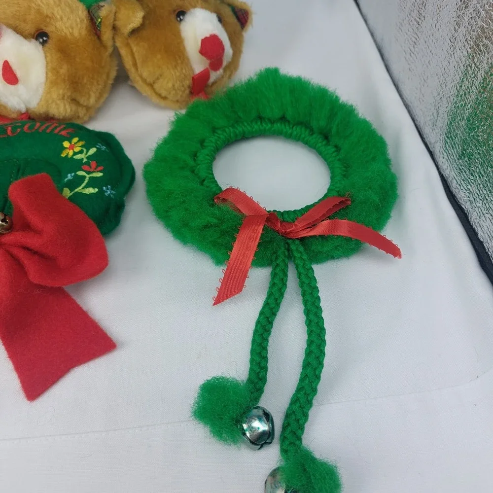 8 Vintage Christmas Door Knob‎ Covers Knobbies Bear Lamb Handmade Wreath Crochet